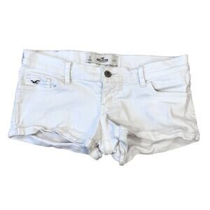 Hollister Y2K Low Rise Denim Micro Mini Shorts White Size 5 Waist 27
